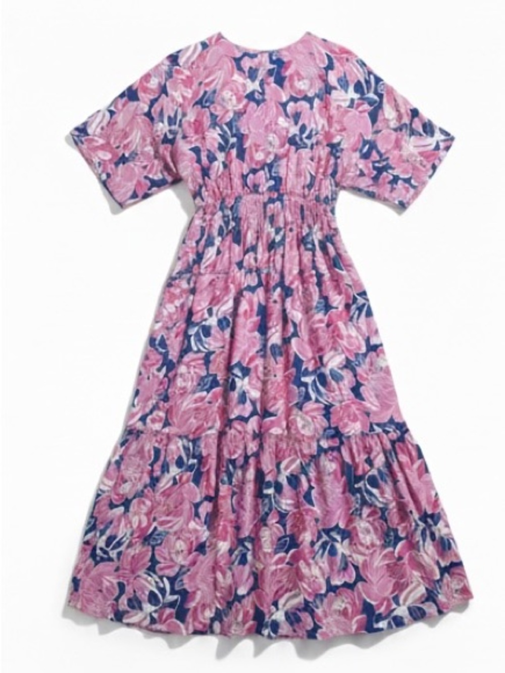 Entro Floral V-Neck Flutter Sleeve Maxi Dress Blue/Pink Size XL NWT - Picture 5 of 12